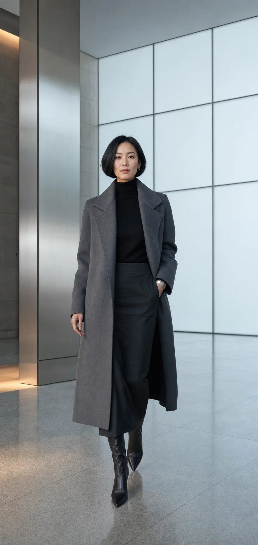 清冷剪裁的女性全身穿搭